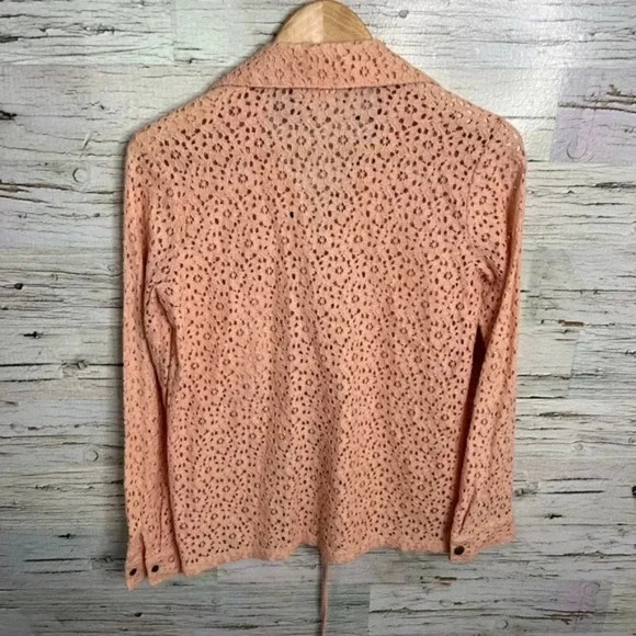 Artelier Nicole miller pink lace up lace blouse  size p (xs) - Picture 9 of 11